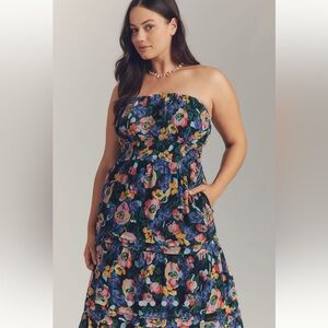 Anthropologie Somerset Floral Strapless Maxi Dress Size Xl